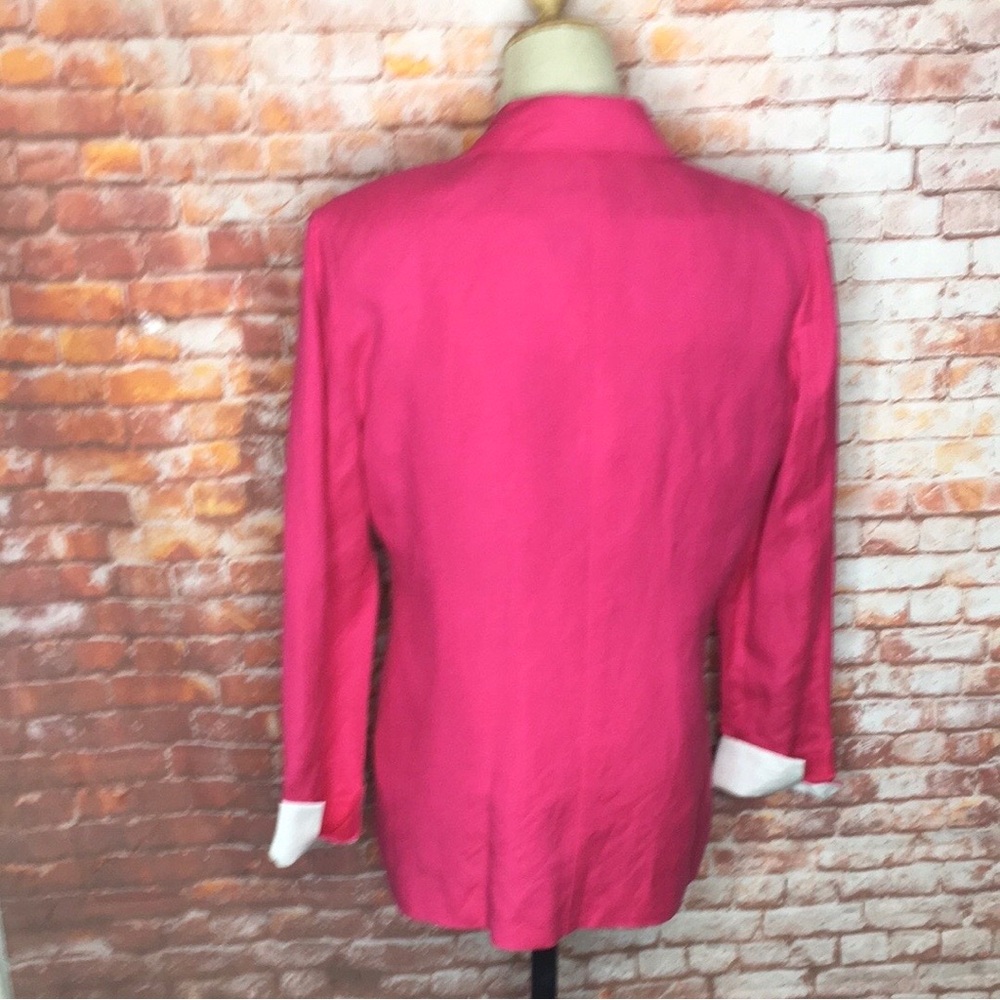 Women's Hot Pink and White Zippered Blazer TwinSet - Picture 7 of 9